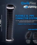 QwikFlex 36 Inch Flexible Pipe Connector Kit For Offset Or Hard To Reach 1-1/2 Inch SCH40 PVC DWV Connections, ideal for piping.