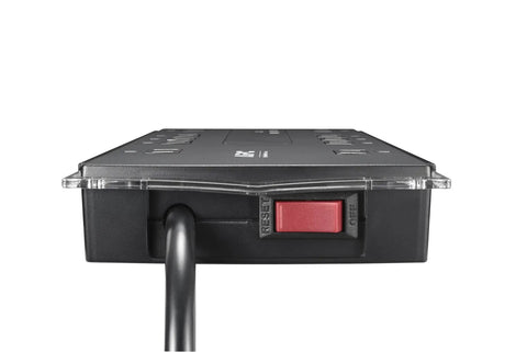 Back view of 10-Outlet Surge Protector Power Strip With USB Charging Ports, 4320 Joules, SurgeArrest Performance, 6ft Cord, 2.4A USB Charging