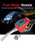 Digital Gasoline Nozzle Flow Meter For Precise Fuel Transfer At Gas Stations And Factories Accurate Measurement With Four Units Liters Gallons Pints Quarts Easy Gun Style Oil Pump Gauge For Quick Readouts red digital fuel nozzle with metal spout and display