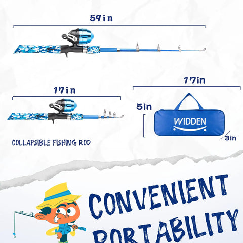 Two Pack Kid Friendly Telescopic Fishing Poles Set With Reel, Totally Portable Starter Rod Kit For Boys And Girls, Includes Tackle Box Nets Buckets