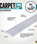 Durable Aluminum Carpet Trim Built To Last One And Three Eighths Inch By Thirty Six Inch Silver With Pre Drilled Holes And Thirteen Gauge Screw Nails For Easy Install In Doorways And High Traffic Areas, shown with fluted finish and includes screws for secure installation.