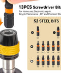 Torque Screwdriver Bit Set With Locking Chuck Never Drop A Bit 13 Piece Driver Kit showing S2 steel bits and quick release chuck.