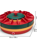 Red Lazy Susan Taco Bar Set With Lids And Four Rotating Taco Holders For Taco Tuesday With Warming Pot, dimensions shown