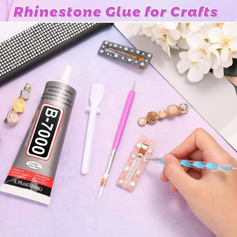 Clear Rhinestone Glue With Precision Tip 110 ML Quick Dry Multipurpose Adhesive For Jewelry Making and DIY Crafts