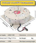Heavy Duty Electric Chain Hoist With Protective Cover, 220 Pound Capacity And 19 Foot Lift, showing dimensions and specifications.