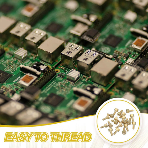 Built Tough Brass PC Standoffs Female Thread Hex Spacers M 2.5 Hardware Kit on a circuit board for drone builds.