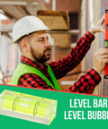 Man using Pocket Spirit Level - Horizontal Mini Level Bubbles, Portable Spirit Levels on construction site.