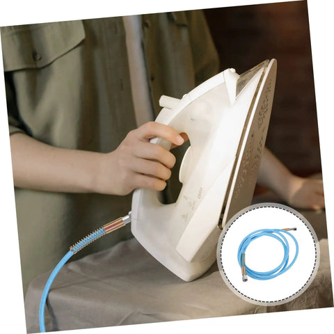 Person using steam iron with High Temperature Steam Hose For Steam Irons Replacement And Heavy Duty High Pressure Tubing