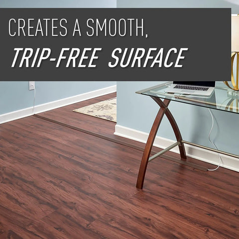 15 Foot Brown Floor Cord Cover For Cables And Wires Holds One Cable With Pressure Sensitive Tape For Indoor Use Conceals Cords