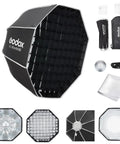 Professional Grade 23.6 Inch Octa Softbox With Bowens Mount showing octagonal softbox structure, accessories, and diffuser.