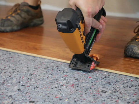 Pro Grade Flooring Underlayment Roll For Laminate Wood And Tile Sound Dampening Padding Compression Resistant Mat For Floating Glue Down Install Covers One Hundred Square Feet No Fuss Vibe Blocker Home Crew Staple used during installation.