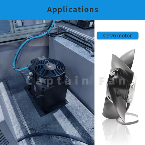 Application of Beefy Axial Fan For Spindle And Servo Motors 400/480VAC 0.26A with black finish in servo motor system