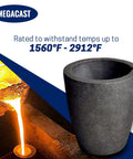 Foundry Clay Graphite Crucible 3 To 6 Kg Capacity with pouring molten metal, rated up to 2912°F, by Megacast