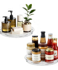 2 Pack 9 Inch Clear Lazy Susan Turntables For Cabinet Fridge Kitchen Pantry Storage Super Handy Organizers For Spices Seasonings Condiments
