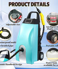 Heavy Duty Portable Steam Cleaner With Massive 3.5 Liter Tank And Lightning Fast 40 Second Heat Up To Crush Nasty Buildup Without Any Sweat In Kitchens Cars Or Local Shops Blue, showing ergonomic handle and adjustable features.