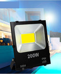 JUDYSSY Security Lights Outdoor Flood Light Led Wall Lamp Floodlight Exterior, 200W black light fixture on a patio.