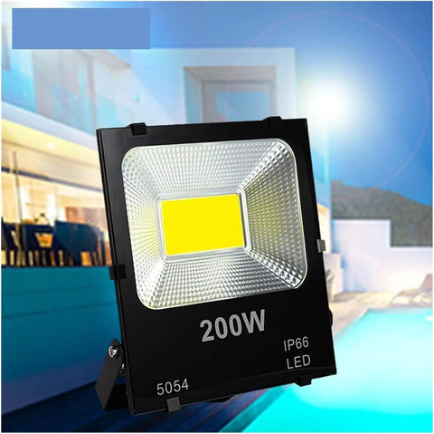 JUDYSSY Security Lights Outdoor Flood Light Led Wall Lamp Floodlight Exterior, 200W black light fixture on a patio.