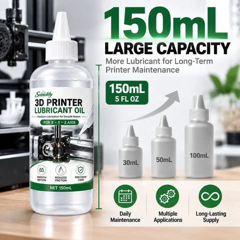 Premium 3D Printer Lubricant For Linear Rails And Steel Shafts Keeps Your Setup Glidin Sweet With Heavy Duty Silicone Blend 150mL bottle with needle tip for 3D printer maintenance.