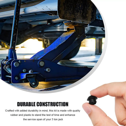 Close-up of 17 Piece Floor Jack Seal Kit for Horizontal 3 Ton Hydraulic Jacks Oil Seal O Rings Replacement with hand showing part.