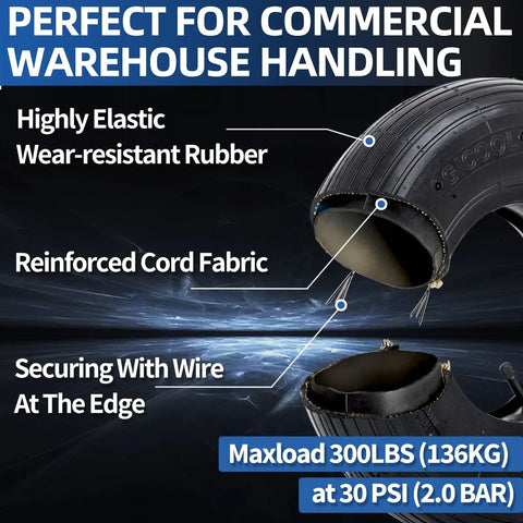 4.00-6 Wheelbarrow Tire And Wheel With Pneumatic Tire, Five Eighth Inch And Three Quarter Inch Bearings, details of rubber and fabric