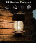 Two Pack Solar Lanterns Outdoor Lighting For Patio And Garden, Waterproof Hanging Lights With Retro Warm Glow in Rain