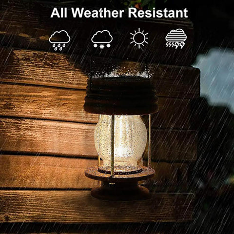 Two Pack Solar Lanterns Outdoor Lighting For Patio And Garden, Waterproof Hanging Lights With Retro Warm Glow in Rain