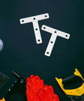 Beefy Heavy Duty Stainless Steel Corner Bracket Plates, Thick T Shaped Angle Braces For Metal And Wood Panels on black background