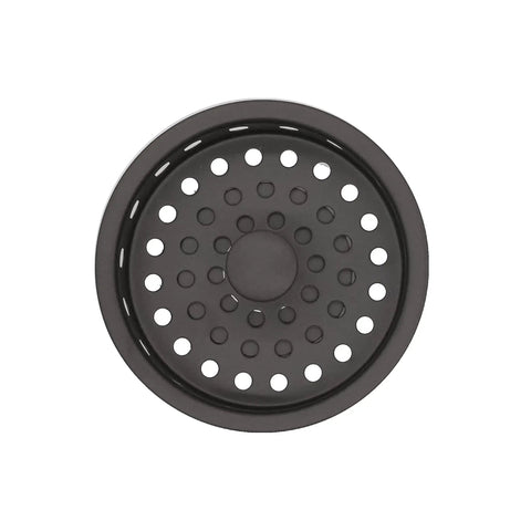 Top view of Combo Pack Post Style Kitchen Sink Basket Strainer And Waste Disposal Drain Flange With Stopper Matte Black Solid Brass