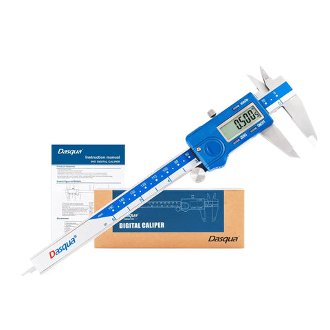 Left Handed Digital Caliper 0-6 Inch 0-150 mm Stainless Steel with Large LCD Screen and packaging displayed