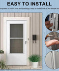 Six Sets Of 1-7/16 Inch Screen And Storm Door Hinge Pin Kit With White Nylon Pins And Bushings installed on storm door, easy to install.