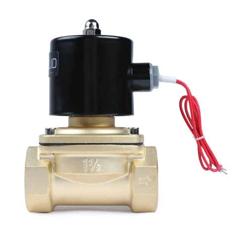 One And A Half Inch Brass Electric Solenoid Valve 12V DC Normally Closed Viton Seal For Gasoline Diesel Oils And Lubricants