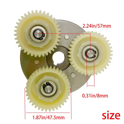 Planetary Gearbox 36T Nylon Gear Set With Clutch For Bafang 500W And 750W Mid Drive Motors top view with measurements