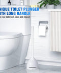 Beast Mode All Angle Heavy Duty Toilet Plunger With Holder in modern bathroom setup, fits 3.5 to 6 inch drains, white holder shown