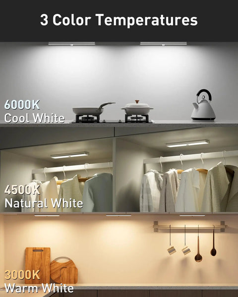 Rechargeable Under Cabinet Lights With Remote, Dope 20 LED Bar, 3 Color Modes, Dimmable And Timed, Closet Pantry Kitchen Shelf Lighting, Slim 7.5 Inch Length, Easy Install, Pack Of 6