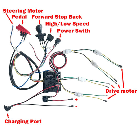 24V DIY Wiring Harness Kit For Kid Ride On Toys With 2.4G Wireless Control Box and 40A Components
