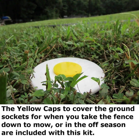Ground socket with yellow cap for EZ Up Batting Cage Frame Kit for Baseball and Softball, 12 Foot By 12 Foot By 55 Foot Size.