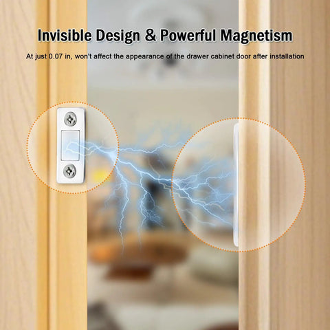 Ultra Thin Door Catch Set 10 Pack With Adhesive Backing For Cabinets Drawers Wardrobe Doors No Visible Hardware Sleek Look