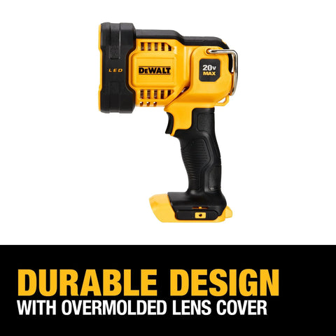 Cordless 20V Max LED Work Light With 4 Bright LEDs 1500 Lumens See Up To 508 Yards Two Brightness Settings For Max Output Or Extended Run Time 90 Degree Pivoting Head Handheld Spotlight For Dark Jobsites Battery Not Included, side view
