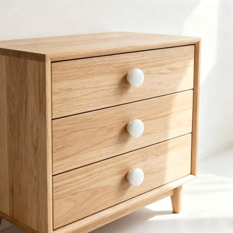 Drawer with Two Pack White Wooden Cabinet Knobs Round Dresser Knobs For Kitchen Cabinets Furniture Cupboards Drawers Closet Doors