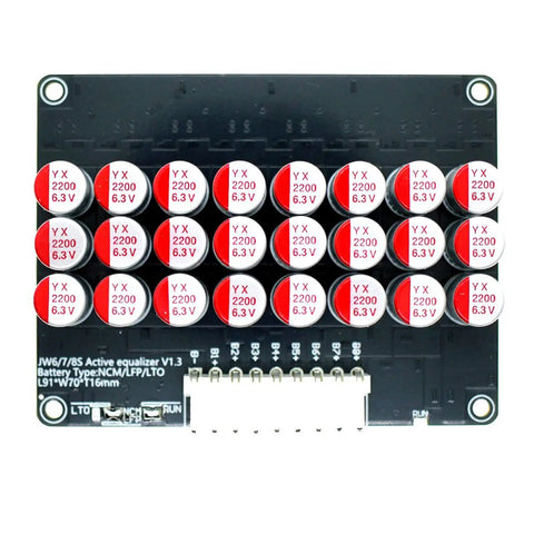 8S 5A Active Equalizer Balancer For LiPo LiFePO4 LTO Batteries 6S 7S Battery Energy Transfer Capacitor on circuit board