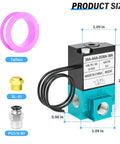 Two Way Three Port Pneumatic Valve With Beefed-Up High Frequency Operation, 1/8 Inch NPT, DC 12V, 5.4W, Aluminum Body, 0-120 PSI