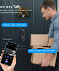1080P Wireless Video Doorbell With Two Way Audio, Night Vision, AI Motion Alerts in use showing two-way talk on smartphone.