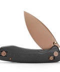 Koala Plus-BM Folding Knife with 2.99 inch 14C28N steel blade, black micarta handle, blade partially open