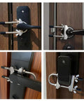 Heavy Duty Portable Door Lock For Outward Swing Doors Adjustable Stainless Steel Travel Security Device installed on wooden doors