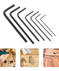 Solid Mini Metric Hex Key Set With Tough L Shaped Allen Wrenches For Bike Tune Ups Furniture Fixes And Tiny Screw Repairs That Hold Up Strong On Outdoor Grime Jobs, black steel set