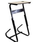 At Home Bike Trainer Desk With USB And AC Power Adjustable Height For Any Bike Easy Clean Laminated Birch Top Built In Cable