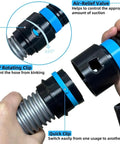 Close-up of components from a 7 Piece Dust Collection Hose Adapters Kit For Home And Shop Vacuums, including rotating and quick clips.