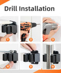 Installation steps for 5 Pack Heavy Duty Wall Mount Broom Holder Rack For Mop Broom Rake And Garden Tools Stainless Steel Hanger Organizer.