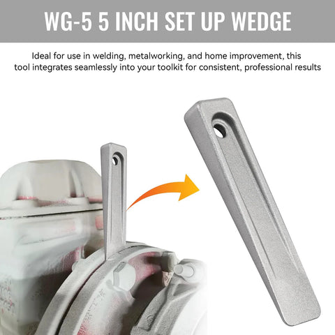 5 Inch Steel Set Up Wedge for welding and metalworking, shown in use with a pipe fitting setup, model WG-5
