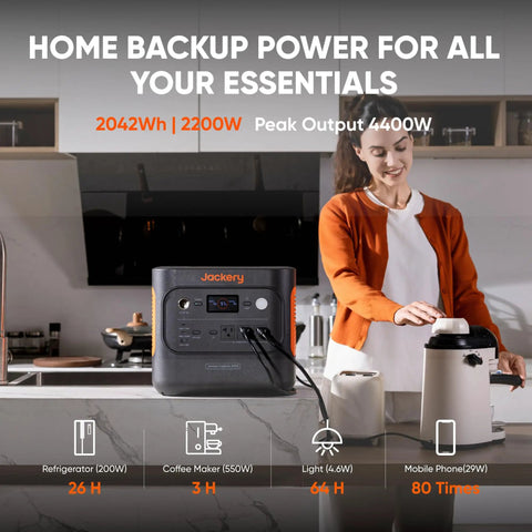 Your Go To Portable Power Station 2000 Series 2042Wh LiFePO4 Backup Generator With 2200W Output USB C PD 100W Fast Charge